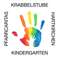 Logo Pfarrcaritas Kindergarten und Krabbelstube Hartkirchen - bunte Hand